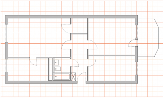 Grundriss WBS70 (3 – 4 Raumwohnung).