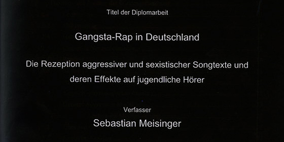 Diplomarbeit – Magister der Philosophie: Money Boy über „Gangsta-Rap in Deutschland.“